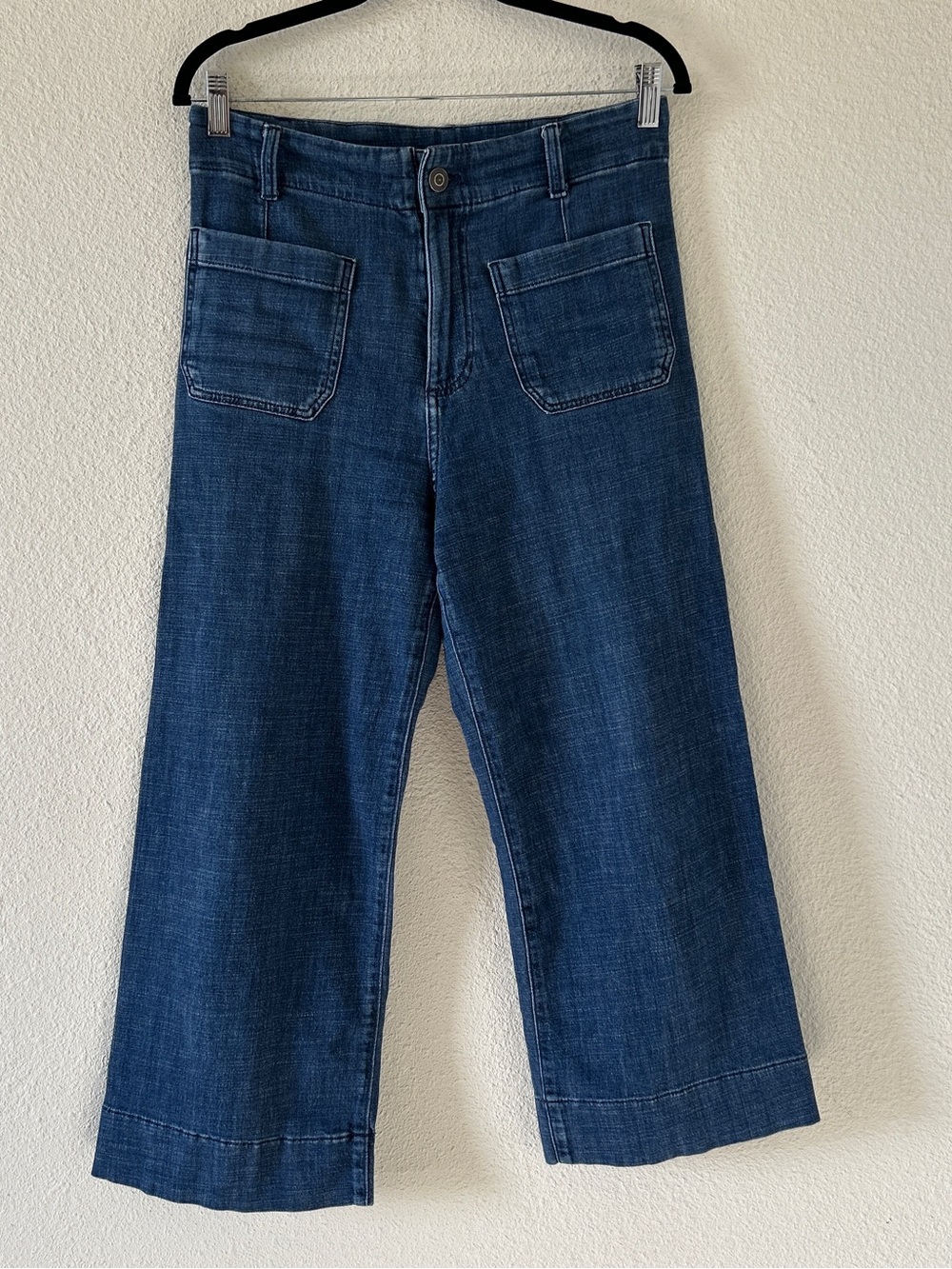 Lauren Conrad stretch wide straight leg Jean Cropped ankle Women’s 8 Blue